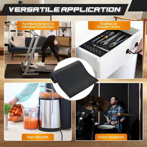 Next Level Neoprene Closed Cell Foam Roll Sixty Inches Long By Seventeen Inches Wide And Half Inch Thick Built Tough Shock Absorbing Pad For Aquarium Tank And Shop Gear shown in versatile applications.