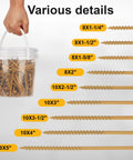 Heavy Duty Size Eight X One Point Four Inch Flat Head Deck Screws With T25 Star Torx Drive tan carbon steel screws in a bucket.