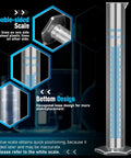 Plastic Graduated Cylinders And Beakers Kit With 5 Pipettes, shows 100 ml cylinder with clear measurement lines, blue scale