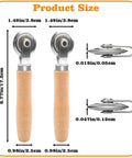 Pro Grade Dual Size Box Resizer Tool Set With 0.5mm And 1.2mm CAMs, wood handles, metal CAMs for scoring cardboard, side view.