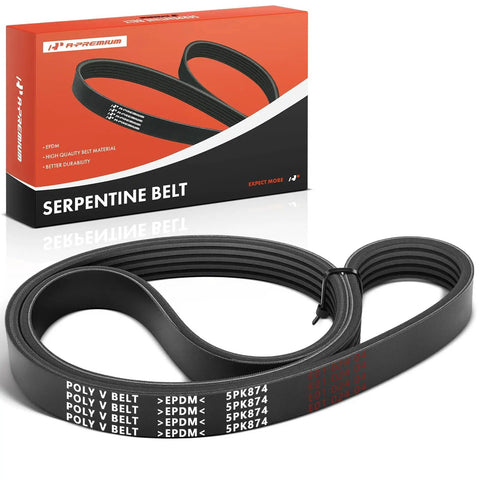 34.44 Inch Engine Serpentine Drive Belt For Freightliner Honda Kenworth Subaru Volvo And White GMC Cars, EPDM, 5 rib