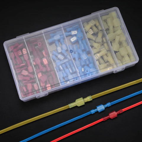 Premium 120 Piece Spade Connectors Kit With Nylon Fully Insulated Quick Disconnect Terminals 22 To 10 Gauge male female