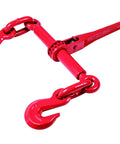 Beefed-Up 1/2 To 5/8 Inch Chain Ratchet Load Binders - Heavy Duty, forged steel red binder for flatbed trailers.
