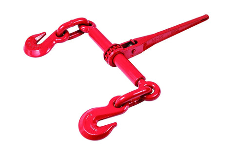 Beefed-Up 1/2 To 5/8 Inch Chain Ratchet Load Binders - Heavy Duty, forged steel red binder for flatbed trailers.