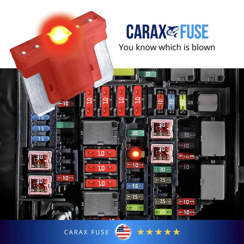 Toyota 4Runner 2020 Glow Fuse Kit With LED Indicator in vehicle fuse box, highlighting a blown fuse with red glow.