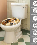 Round Vintage Farmhouse Resin Toilet Seat featuring horse design, installed on a white toilet in a bathroom setting.