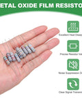 25 Pack 2.4 Ohm 3W Metal Oxide Film Resistors, 5 Percent Tolerance, Axial Lead, Flame Resistant, Great for DIY Electronics Projects, Circuit Experiments, and Prototyping shown in hand