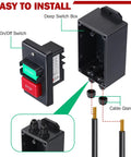 Heavy Duty On Off Toggle Switch For Table Saw Handles Steady 120 Or 230 Volt Power Runs Totally Smooth Includes Deep Gang Box image showing start and stop switch in deep gang box.