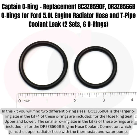 Ford Heavy Duty Coolant System O-Ring Kit Replacement With BC3Z-8590-F And DR3Z-8566-A O-Rings For Select F-Series Trucks ruler