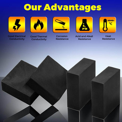 Four Pack Graphite Ingot Blocks For Metal Melting And Casting Molds Pro Grade High Purity Ninety Nine Point Nine Percent Displaying Advantages