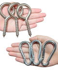 Hardcore Heavy Duty Eye Hooks And Snap Links That Are Legit Tough For Hammocks And Swings With Premium Grade Rust Proof Steel Spring Hooks