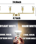 Gold Finish LED 4 Light Track Lighting Kit With Rotatable Heads And Foldable Track Fixtures, 24.8x5.2x4.7 inches, daylight bulb