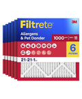 Six Pack 21x21x1 Air Filters With MERV 11 MPR 1000 For Allergens And Pet Dander 3 Month Replacement For AC And Furnace