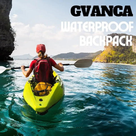 Kayaker using Waterproof Dry Bag Backpack For Kayaking 35L Roll Top Floating Dry Sack For Boating Canoeing Rafting Fishing