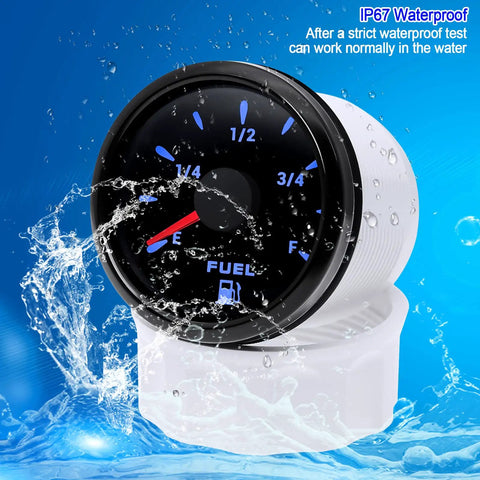 Auto And Marine Gas Gauge 240-33 Ohm 52mm Tank Meter With Seven Color Backlight in waterproof test