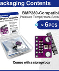 Six Pack Atmospheric Pressure Sensor Modules Three Point Three Volt I2C Or SPI Barometric Sensors Kit in packaging with components