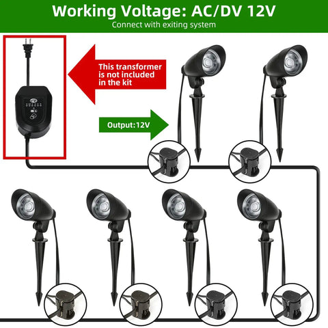 Low Voltage LED Landscape Lights Outdoor Warm White IP65 Waterproof for Garden Yard Driveway Walls Trees Flags