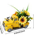 Metal Truck Decor With Sunflowers And Bees, Large Vintage Pickup Table Centerpiece For Living Room Or Kitchen, yellow with measurements