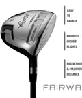 Mustang MK7 14 Piece Complete Golf Club Package Set For Righties Standard Length Regular Flex fairway wood shown with text.