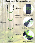 Product dimensions of Double Thickened And Widened Four Step Climbing Aider Built Tough For Hunting Tree Steps with measurements.