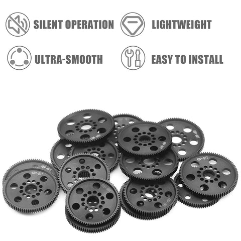 Pro Grade 48P POM Spur Gear Set CNC Machined With 83T 85T 87T 89T Teeth for RC Drift and Touring 1/10 Cars, black gears