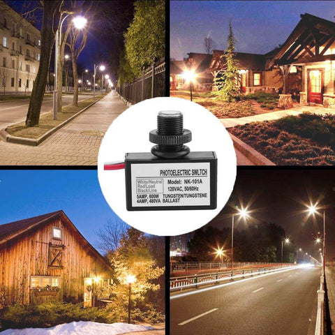 Two Pack Outdoor No Fuss Light Control Sensor Switches With Dusk To Dawn Photocell, 120V AC Hard Wired Post Light Sensor.