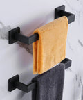 2 Pack 16 Inch Stainless Steel Towel Bars Matte Black Wall Mount Towel Rack Set For Bathroom And Kitchen Durable SUS304 Rust