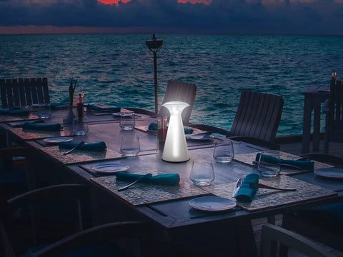 Lanterna Touch LED Lantern Portable White Light 200 Lumen Output With 12 LED Array One Touch On Off Cordless on outdoor table