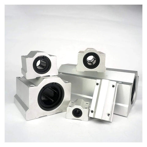 SCS13LUU 8mm Linear Bearing Slider For CNC Parts, 3D Printer Parts, And Precision Machine Tools, One Piece, Smooth Low Friction Guide For Reliable Motion, Ideal Drop-In Replacement, silver linear bearing blocks on white