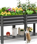 Beefy Raised Garden Bed On Legs With Storage Shelf, Galvanized Elevated Planter Box For Backyard, Patio Or Balcony, 600 Lb Capacity