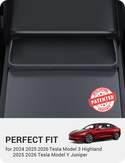 Tesla Model 3 And Model Y Center Console Sunglasses Holder And Armrest Storage Box, Anti Slip Design for Highland Juniper