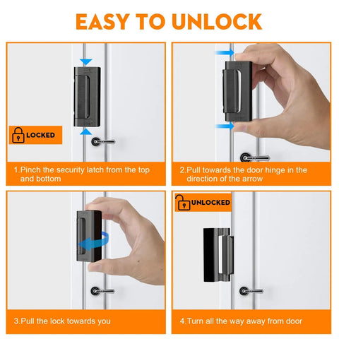 Heavy Duty Door Reinforcement Lock For Inside Use Upgraded Front Door Security For Kids Withstand 800 Lbs Of Force Child Proof