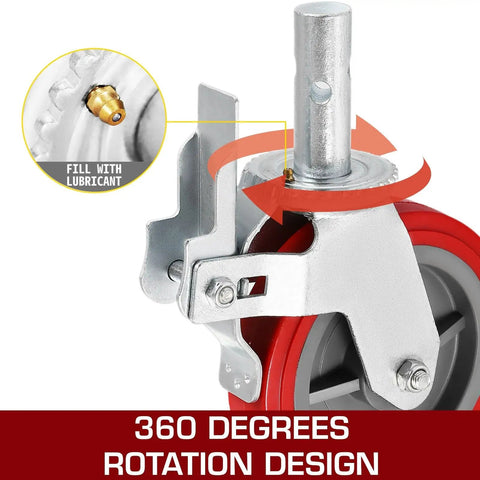 Built Tough Eight Inch Polyurethane Swivel Caster Wheels With Locking Brakes And Steel Cores Roll Smooth As Butter For Scaffolding And Workbenches While Handling Three Thousand Two Hundred Pounds During Your Daily Shop Grind