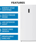 Solid Heavy Duty Workhorse Upright Convertible Refrigerator And Freezer Combo With Twenty One Cubic Feet features like quick freeze and LED light.