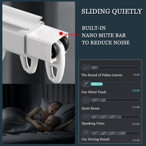 Top Notch White Curtain Track System For Wall Or Ceiling Mount Featuring Ultra Silent Nano Rollers And Smooth Gliding Runners Perfect Easy Install Home Décor Upgrade With Durable Aluminum Build And Complete End Cap Kit Included For Total Room Elegance, white aluminum track