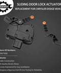Left And Right Universal Sliding Door Lock Actuator Kit For 2008 2016 Chrysler Town And Country And 2008 2019 Dodge Grand Caravan Replacement With Driver And Passenger Rods Plug And Play For Easy Install, components on black background.