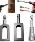 Dexspoeny 3 Piece Wire Twister Tool Set For Drill, Heavy Duty Electric Wire Nut Twisting Bit with 1/4 Hex Shank tools displayed