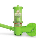 Heavy Duty 16 Inch Firewood Marking Tool Featuring Automatic Paint Roller For Shoot Straight Lines And No Sweat Log Sorting Built Tough Weatherproof Woodsman Essential green measuring tool with detailed instructions.