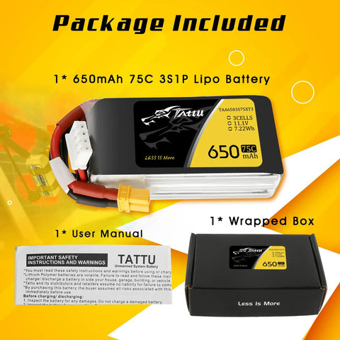 Pro Grade 11.1V 650mAh 75C 3S1P LiPo Battery Pack With XT30 Plug For 90 To 180 Size Drones Like Torrent 110 And Lizard 95
