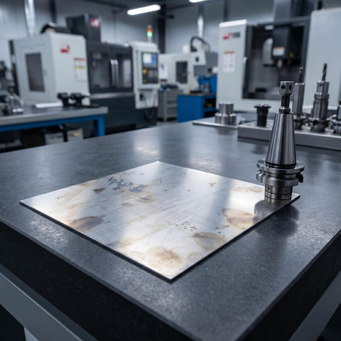 Heavy Duty Stainless Steel Square Sheet Metal Plate 200X200X2Mm on workshop table for welding and prototyping projects.