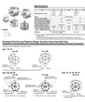 Diagram of Rotary Actuator Vane Type CDRBS Series Models CDRBS10 to CDRBS30, showing technical specs and rotation ranges.