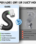 8 Ft Dryer Vent Hose Kit For Tight Spaces With 6 Layer Duct And 90 Degree Elbow Rubber Seal Connectors compared to standard hose