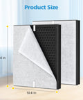 2 Pack PR1 Replacement Filter For PR1 Air Purifier H13 True HEPA Fits Large Rooms Up To 2200 Sq Ft Includes 4 Washable Pre Filters