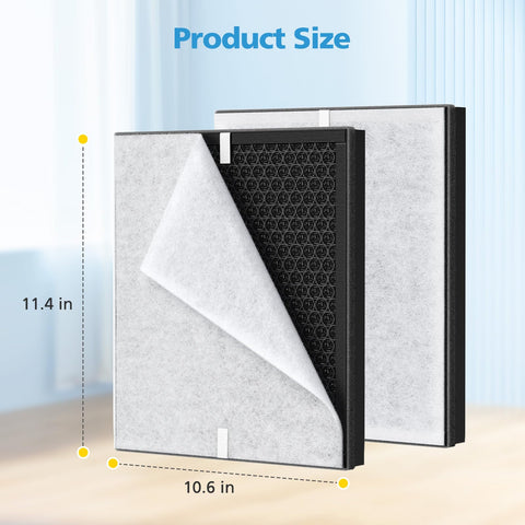2 Pack PR1 Replacement Filter For PR1 Air Purifier H13 True HEPA Fits Large Rooms Up To 2200 Sq Ft Includes 4 Washable Pre Filters
