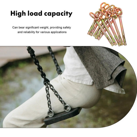 10 Pack Heavy Duty Carbon Steel Eye Bolts With Expansion Anchors For Outdoor Swings showing high load capacity performance