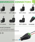 Heavy Duty Ride Ready 12v DC Car Charger Cord with Eight Swappable Plugs and conversion connectors sizes for adapters.