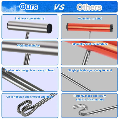 Stainless Steel Hook Remover And Dehooker Tool For Saltwater Fishin 17 Inch Push Pull Dehooker With Anti Lost Design Shark Hook Remover Durable T Handle Easy Safe Extraction For Anglers; stainless steel vs aluminum