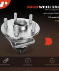 Solid wheel stud assembly with anti-corrosion coating, featuring 10.9-grade bolts and 5 lugs for rear wheel bearing and hub assembly.
