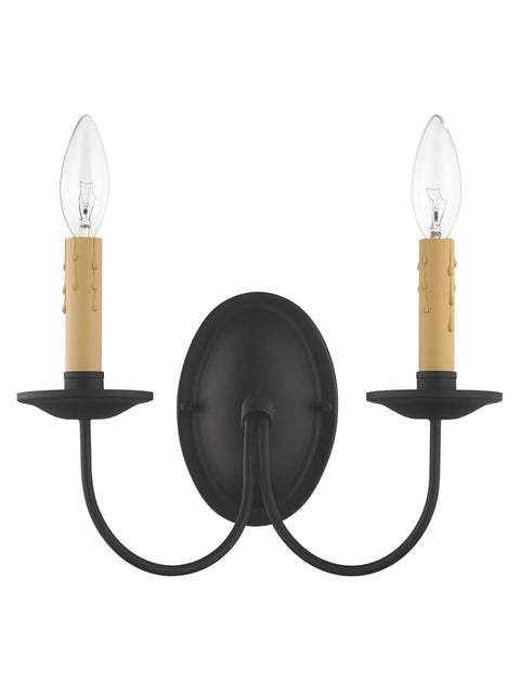 Heritage Two Light Black Wall Sconce Built From Solid Steel With Classic Traditional Design for Living Room Hallway Or Entryway
