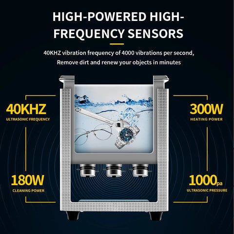 Pro Grade Straight Up Ultrasonic Cleaner With 6 Liter Digital Tank And Dual Frequency Settings for deep cleaning jewelry and tools.